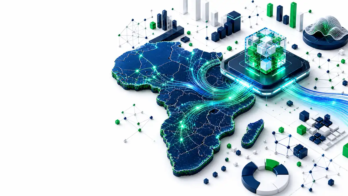 Data and AI visualization showing African data flows and intelligent processing