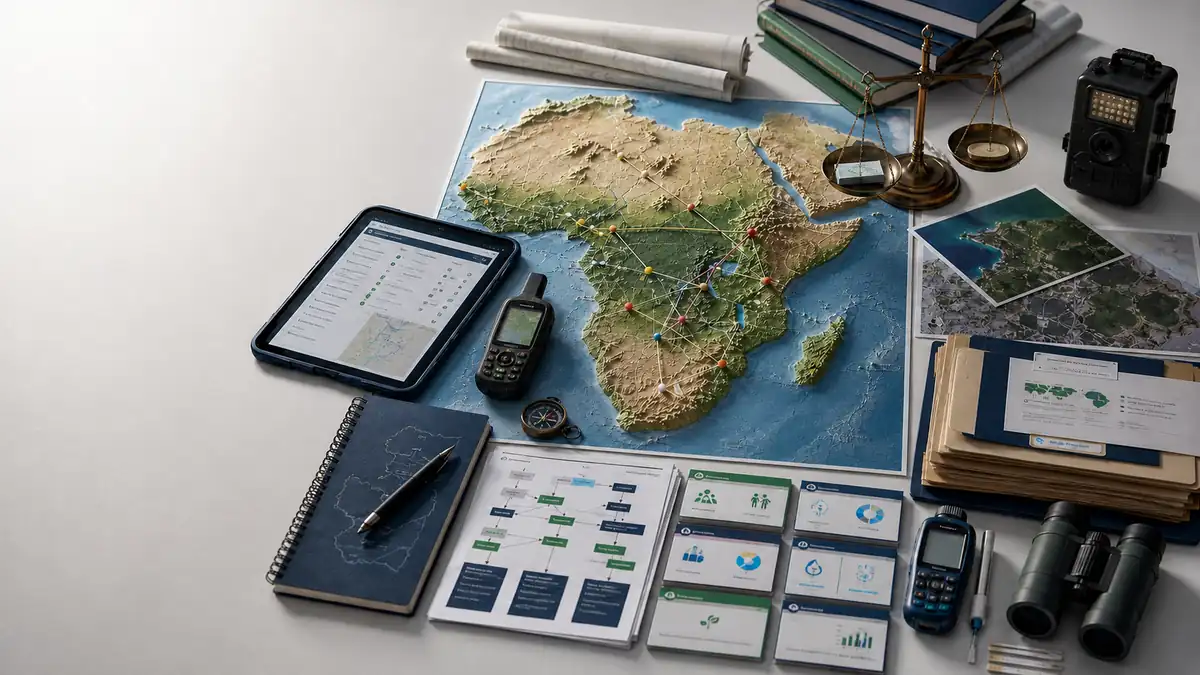 Monitoring and Evaluation workspace with field data tools, project mapping and evidence frameworks